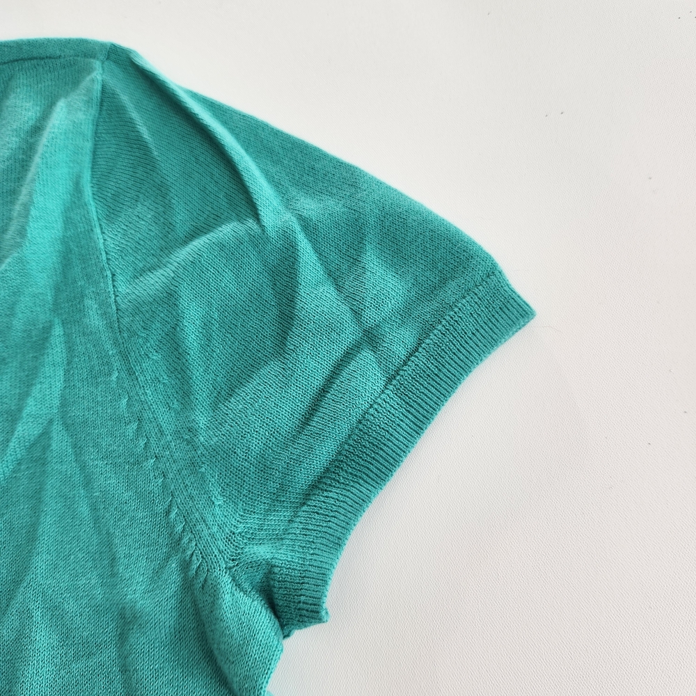 J Crew Factory Womens Cardigan Size S Short Sleeve Cotton Button Up Green 01 - Picture 3 of 10